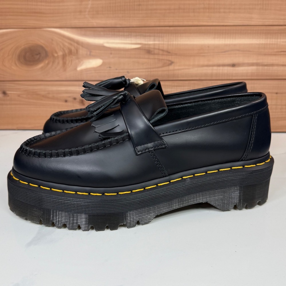 Dr Martens Women's Adrian Quad Black Leather Platform‎ Loafer Shoes size 9 - Picture 3 of 16